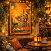 Cartaz de Viagem Antigo de Zanzibar|Ilha das Espec
