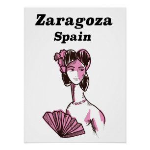 Póster Cartaz de viagem antigo de Zaragoza Espanha