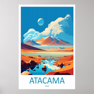 Poster Cartaz de Viagem Antigo Deserto de Atacama Esqui N