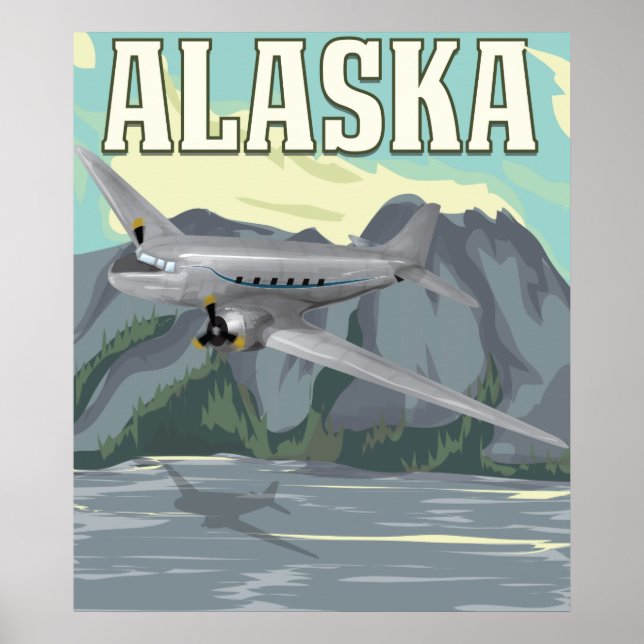 Póster Cartaz de Viagem Antigo do Alasca (Frente)