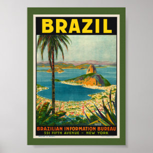 Poster Cartaz de Viagem Antigo do Brasil 1940