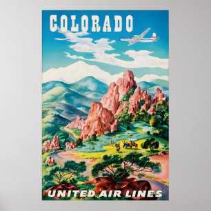 Poster Cartaz de Viagem Antigo do Colorado, Montanhas Roc