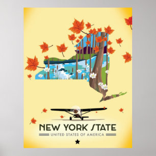 Poster Cartaz de viagem antigo do Estado de Nova York