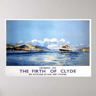Poster Cartaz de Viagem Antigo do Estuário de Clyde Escóc