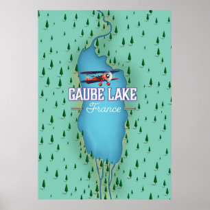 Poster Cartaz de viagem antigo do Lago Gaube França