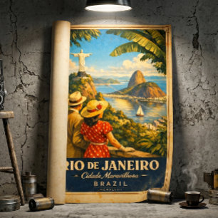 Poster Cartaz de Viagem Antigo do Rio de Janeiro — BRASIL