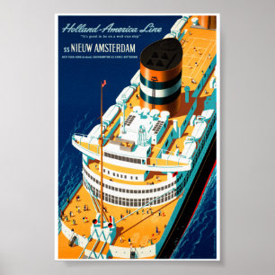 Poster Cartaz de Viagem Antigo dos Países Baixos Restaura