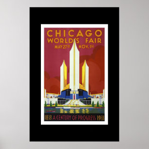 Póster Cartaz de Viagem Antigo Feira Mundial de Chicago