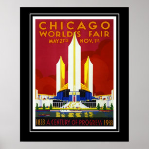 Póster Cartaz de Viagem Antigo Feira Mundial de Chicago G