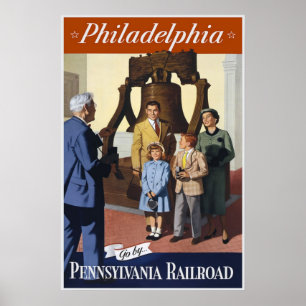 Póster Cartaz de Viagem Antigo Ferrovia Filadélfia