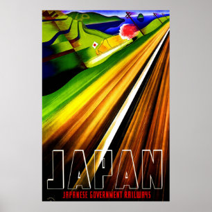 Póster Cartaz de Viagem Antigo Ferrovias do Japão 2