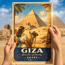 Cartaz de Viagem Antigo Giza Egito | Pirâmides & E
