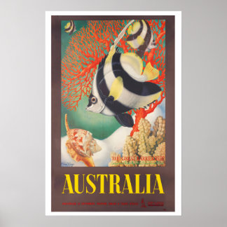 Poster Cartaz de Viagem Antigo Grande Barreira de Coral A