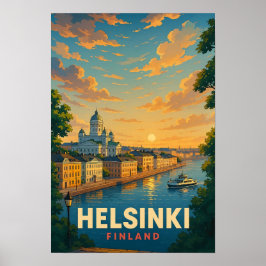 Poster Cartaz de Viagem Antigo Helsinki Finlândia