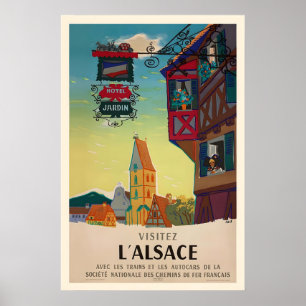 Poster Cartaz de Viagem Antigo Hotel Jardin Alsace França