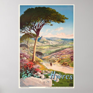 Poster Cartaz de Viagem Antigo Hyères French Riviera Fran
