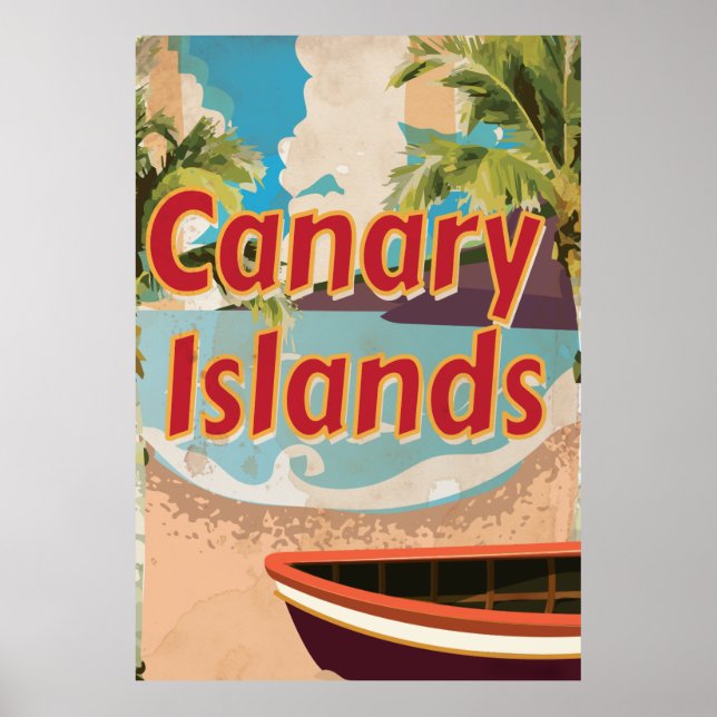 Póster Cartaz de Viagem Antigo Ilhas Canárias (Frente)