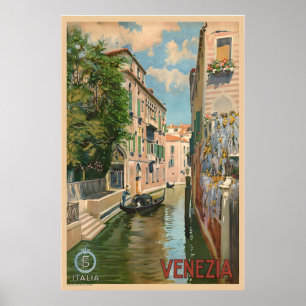Poster Cartaz de Viagem Antigo Itália Veneza