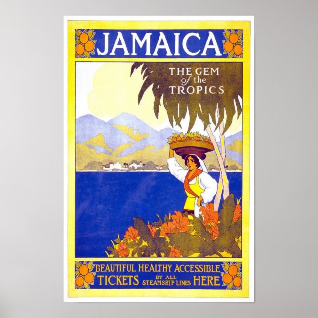 Póster Cartaz de Viagem Antigo Jamaica (Frente)
