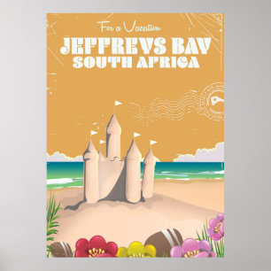 Póster Cartaz de viagem antigo Jeffreys Bay África do Sul