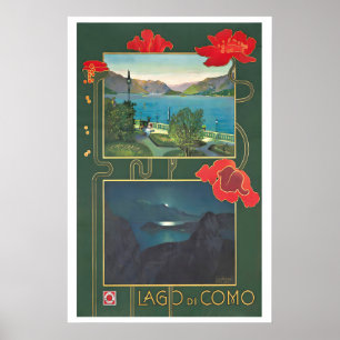 Poster Cartaz de Viagem Antigo Lago Como Lombardia Itália