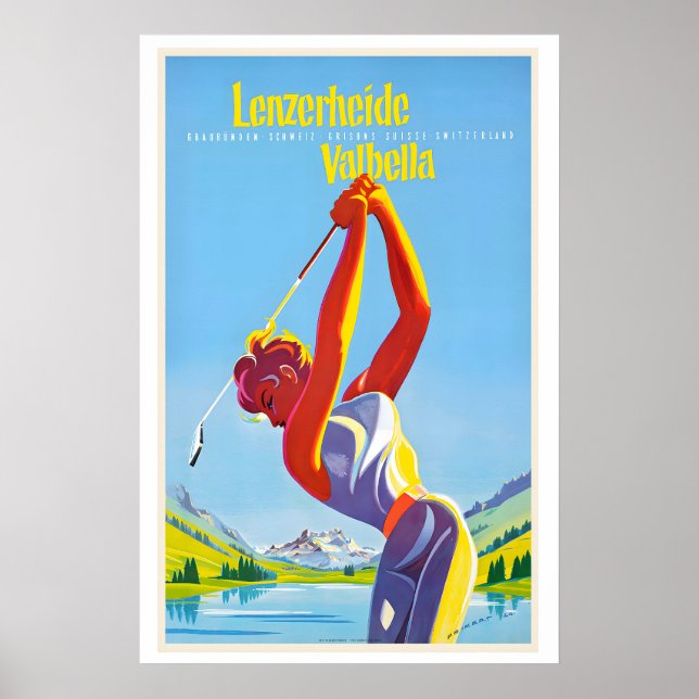 Poster Cartaz de Viagem Antigo Lenzerheide Valbella (Frente)