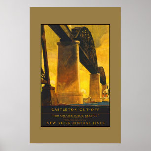 Póster Cartaz de Viagem Antigo Linhas Central de Nova Yor