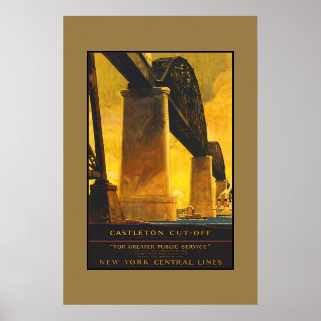 Póster Cartaz de Viagem Antigo Linhas Central de Nova Yor (Frente)