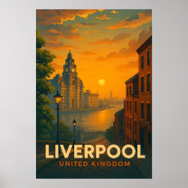 Poster Cartaz de Viagem Antigo Liverpool Inglaterra