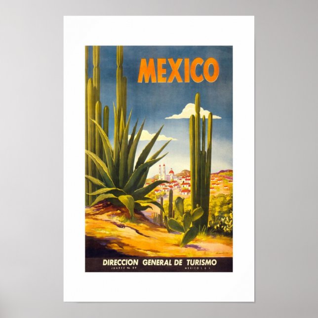 Póster Cartaz de Viagem Antigo México (Frente)