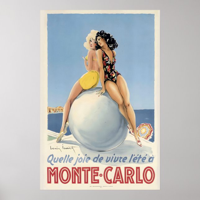 Poster Cartaz de Viagem Antigo Monte Carlo Mônaco (Frente)
