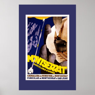 Póster Cartaz de Viagem Antigo Montserrat Espanha