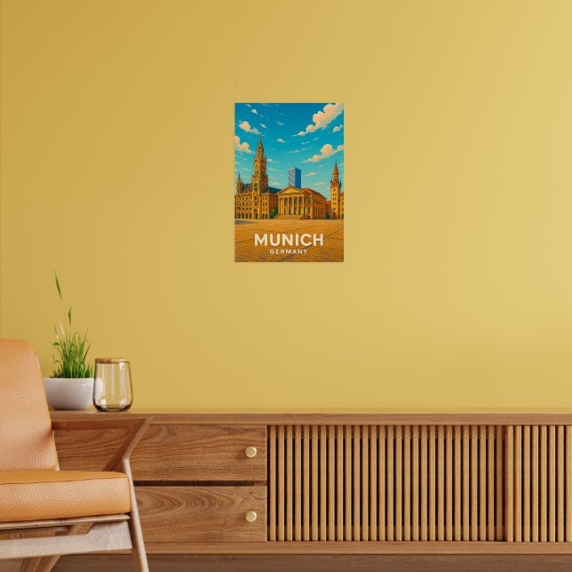 Poster Cartaz de Viagem Antigo Munique Alemanha (Sala de Estar 2)
