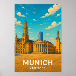 Poster Cartaz de Viagem Antigo Munique Alemanha
