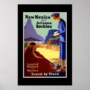 Poster Cartaz de Viagem Antigo Novo México Arizona Rockie