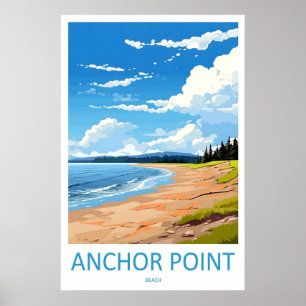 Poster Cartaz de Viagem Antigo Praia Anchor Point Esqui