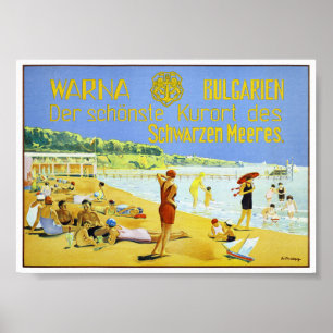 Poster Cartaz de Viagem Antigo Restaurado Bulgária Varna