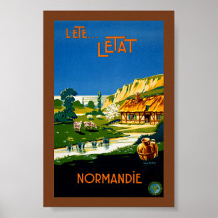 Poster Cartaz de Viagem Antigo Restaurado da Normandia Fr