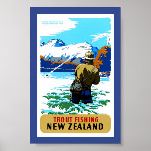 Poster Cartaz de Viagem Antigo Restaurado da Nova Zelândi