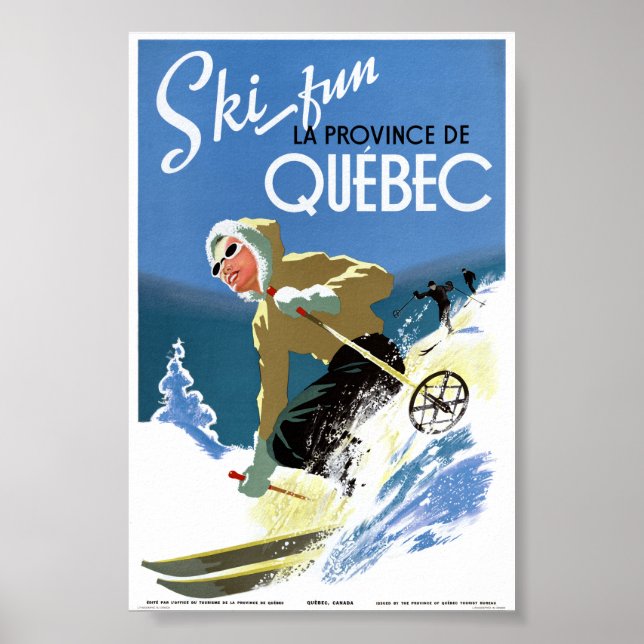 Poster Cartaz de Viagem Antigo Restaurado de Quebec Canad (Frente)