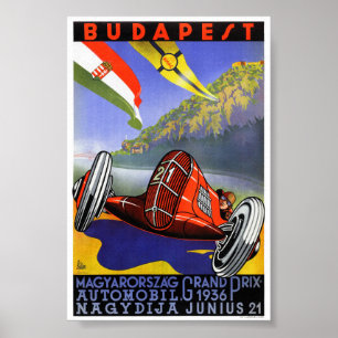 Poster Cartaz de Viagem Antigo Restaurado Hungria Budapes