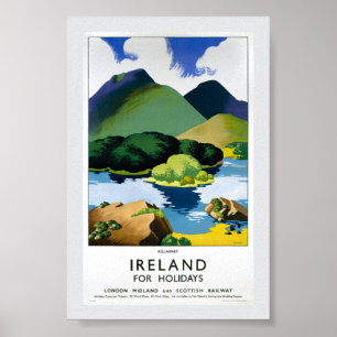 Poster Cartaz de Viagem Antigo Restaurado Killarney Irlan