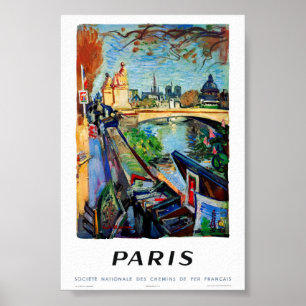 Poster Cartaz de Viagem Antigo Restaurado Paris França