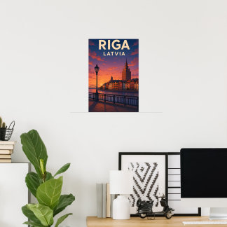 Poster Cartaz de Viagem Antigo Riga Letônia