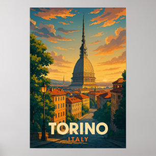 Poster Cartaz de Viagem Antigo Torino Itália
