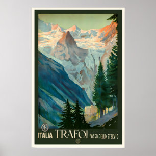 Poster Cartaz de Viagem Antigo Trafoi Alpes Italianos Itá