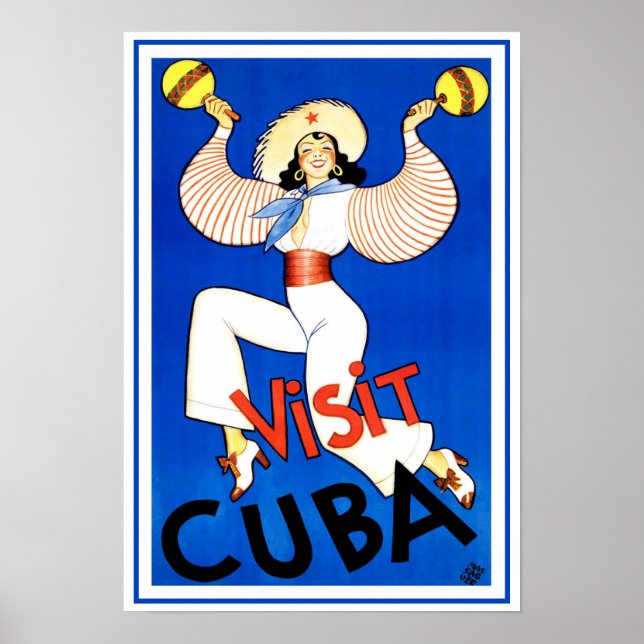 Poster Cartaz de Viagem Antigo, Visite Havana Cuba, Marac (Frente)