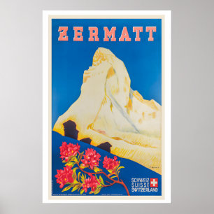 Poster Cartaz de Viagem Antigo Zermatt Suíça