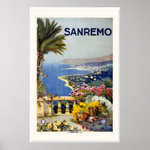 Poster Cartaz de Viagem ao Estilo Vintage de San Remo Itá