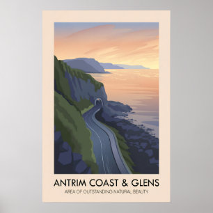 Poster Cartaz de Viagem AONB da Costa e Vales de Antrim